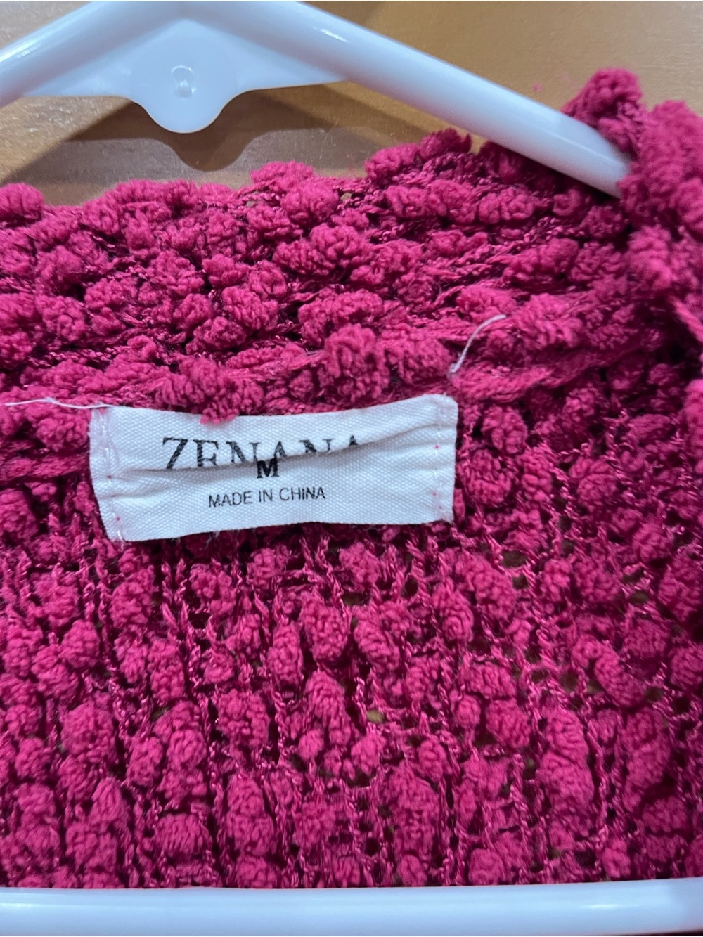 Zenana Outfitters Raspberry Popcorn Knit Button-Front Cardigan - Picture 4 of 5